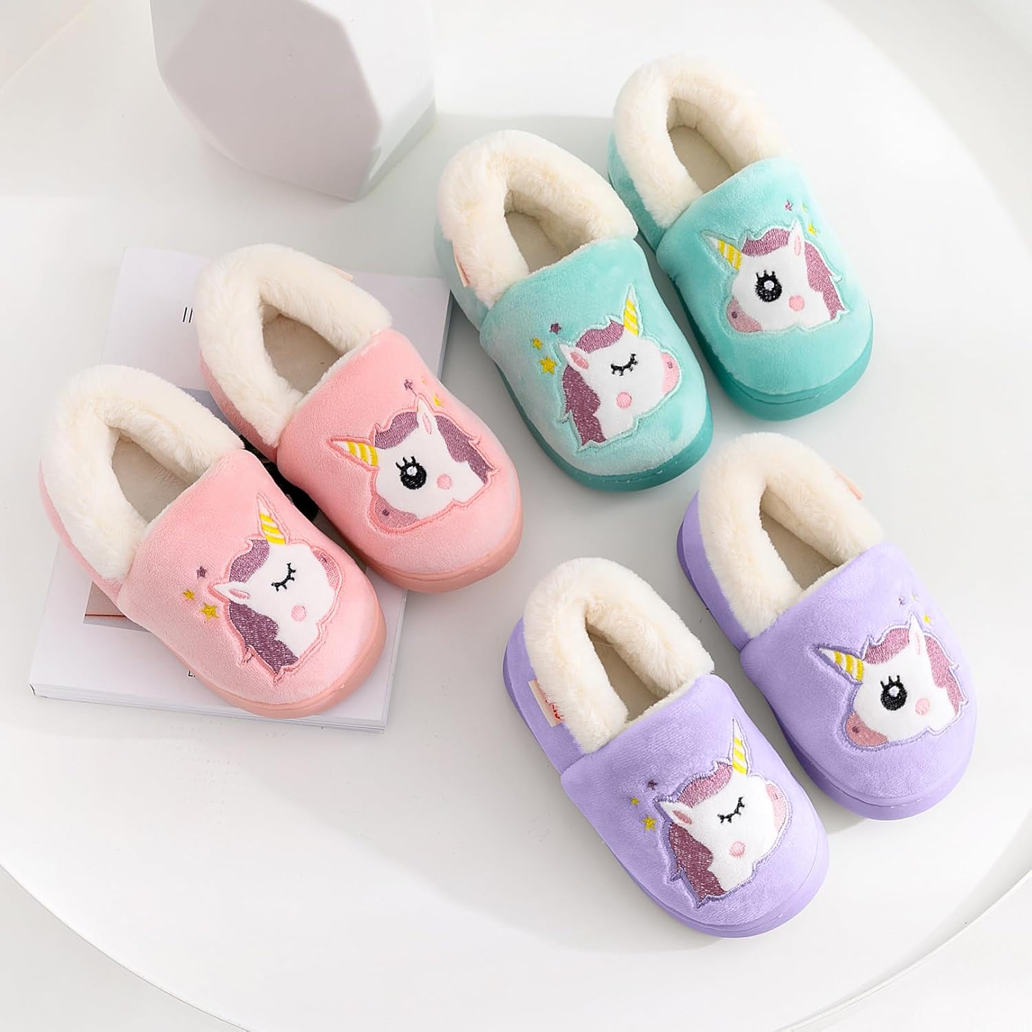 Ainikas Toddler Boys Girls Slippers Fluffy Little Kids House Slippers Warm Fur Cute Animal Home Slipper - Image 6