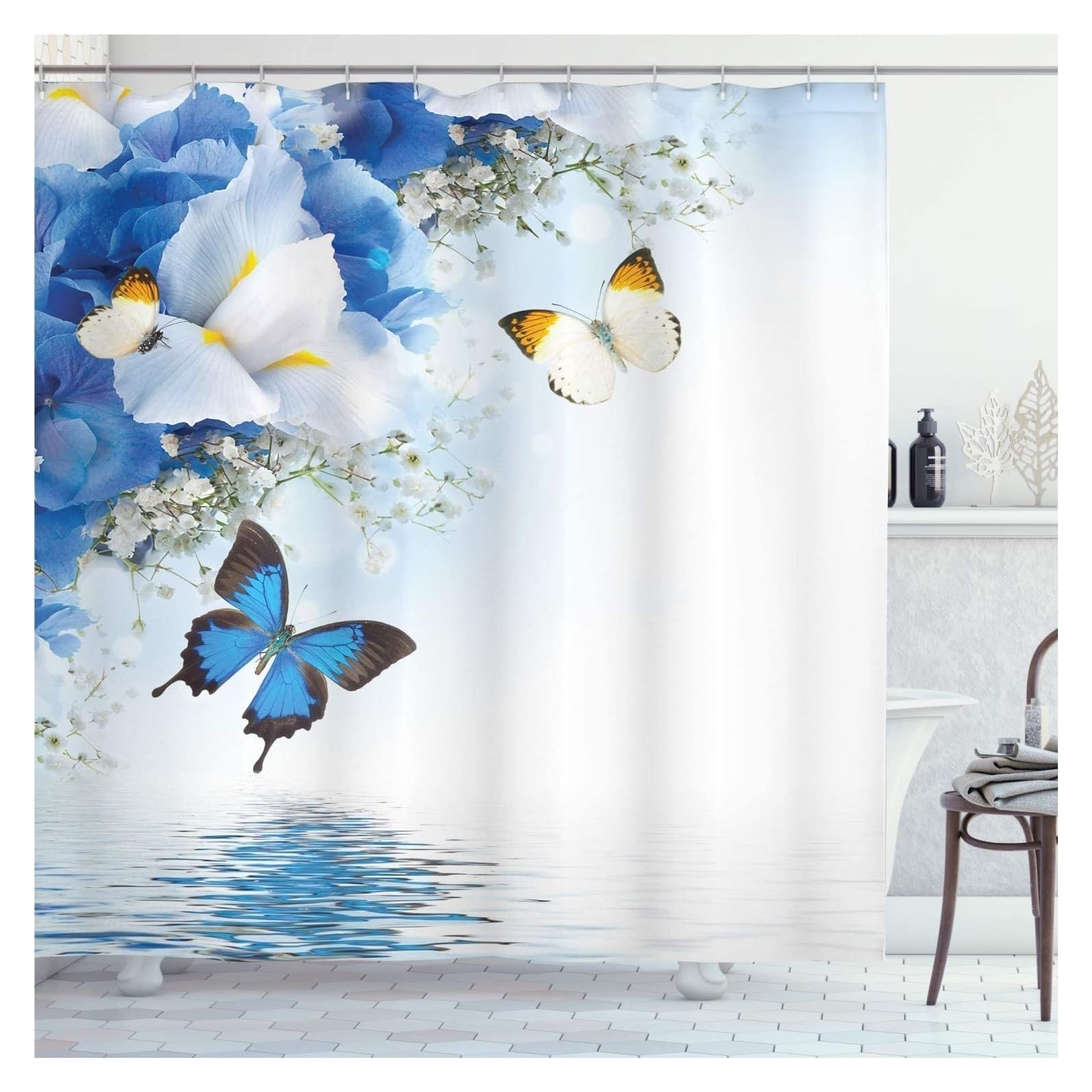 Rideau de douche girly motif floral coloré et résistant 90W x 180H CM