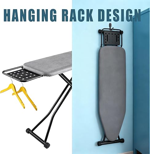 Miniatura 4 de Tabla de planchar de tamaño completo, cubierta resistente al calor con reposo de vapor, acolchado ultra grueso, altura ajustable, patas de marco de