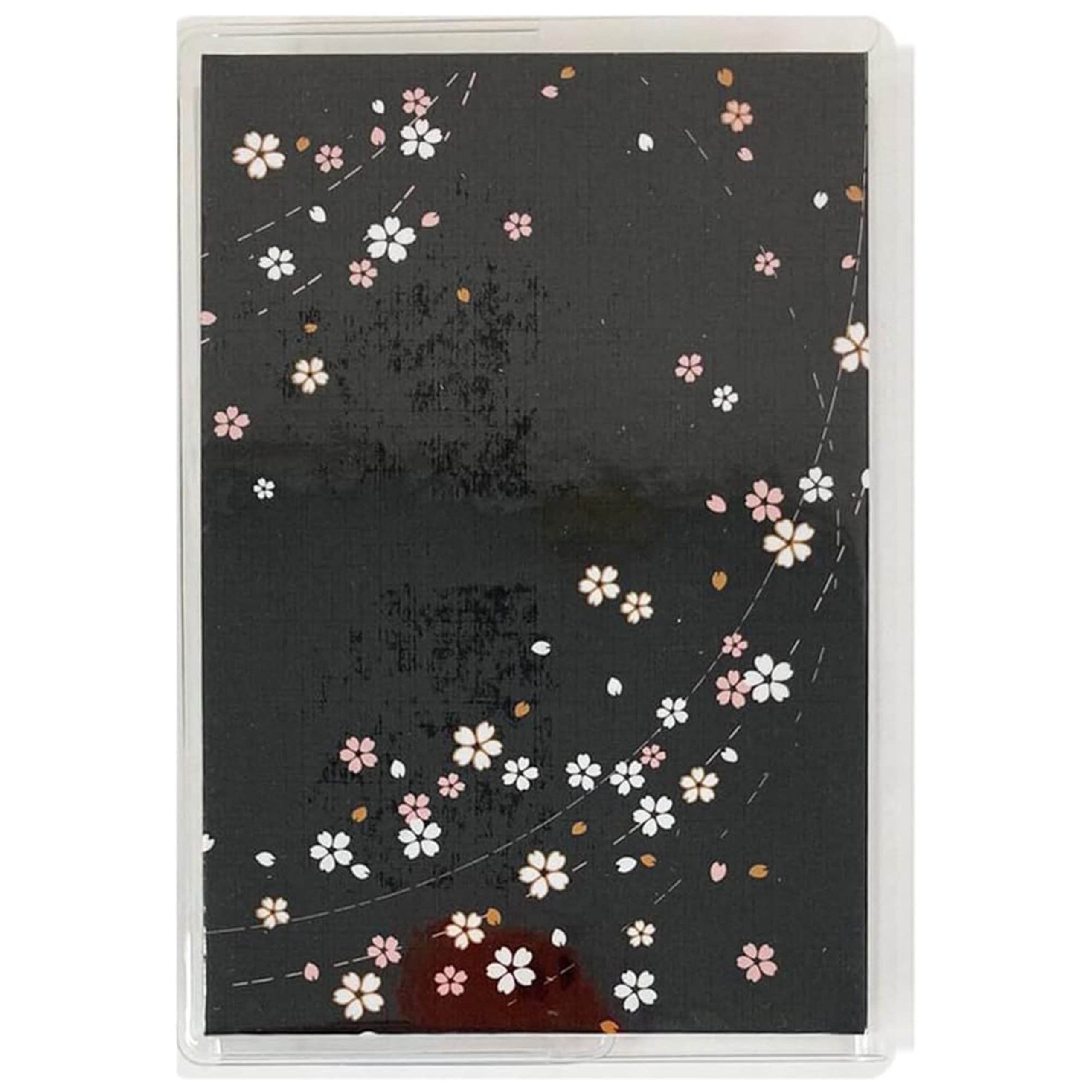 (Styleneo) 御朱印帳 御城印帳 カバー 付き 160×109mm 御城印 御朱印 蛇腹 納経帳 (さくら黒)