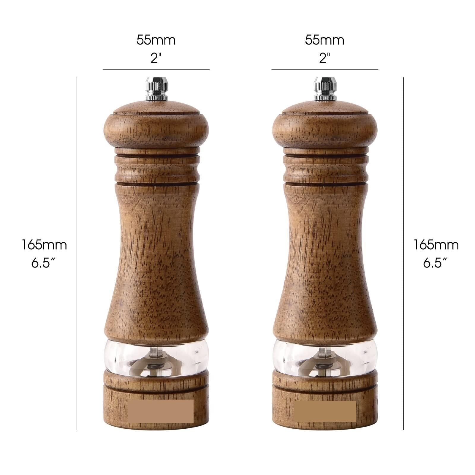 Młynek Do Przypraw Pieprzu Drewniany Młynek Do Soli I Pieprzu Z Okienkiem Kontrolnym Ceramicznym Rdzeniem Mielącym Do Różnych Przypraw