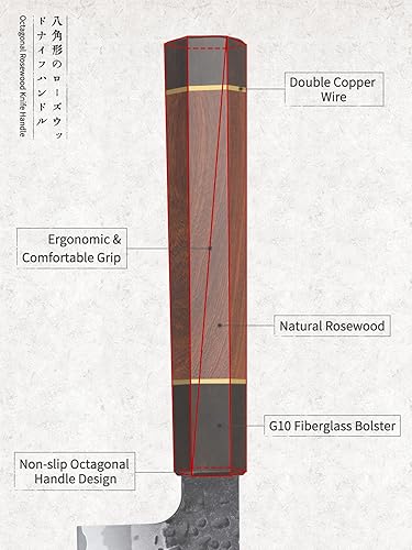 Miniatura 3 de HOSHANHO Cuchillo de chef japonés Gyuto de 8 pulgadas, 9 capas 10Cr15CoMoV cuchillo de cocina de acero de alto carbono, cuchillo de cocina