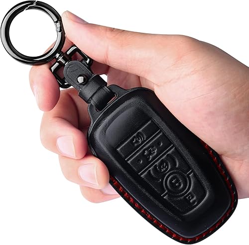 Tukellen para Ford Funda de Llave de Cuero con Llavero Compatible con Ford Explorer Mustang Fusion Escape F150 F250 F350 F450 F550 Edge - Negro