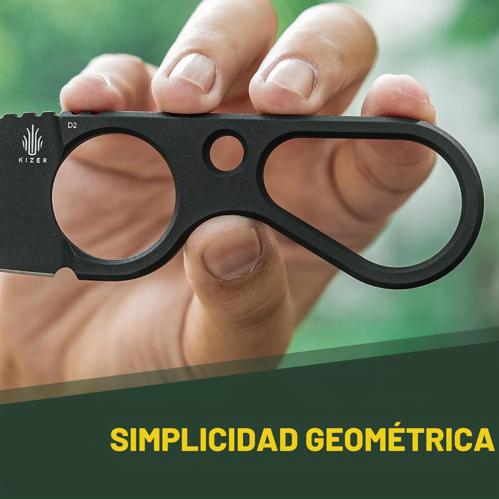 Kizer Bowtie Cuchillo de Hoja Fija Pequeño, Cuchillo de Caza EDC de Acero D2, 5,83" de Largo Transporte Horizontal, Negro Neck Knives, Cuchillos de Supervivencia para Acampada con Funda, 1061A2