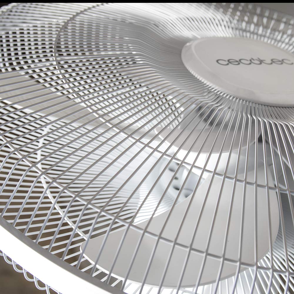 Cecotec Ventilateur de pied avec minuterie EnergySilence 1010 ExtremeFlow 60 W 10 pales puissant, oscillant silencieux, 3 vitesses, réglable, moteur en cuivre, blanc