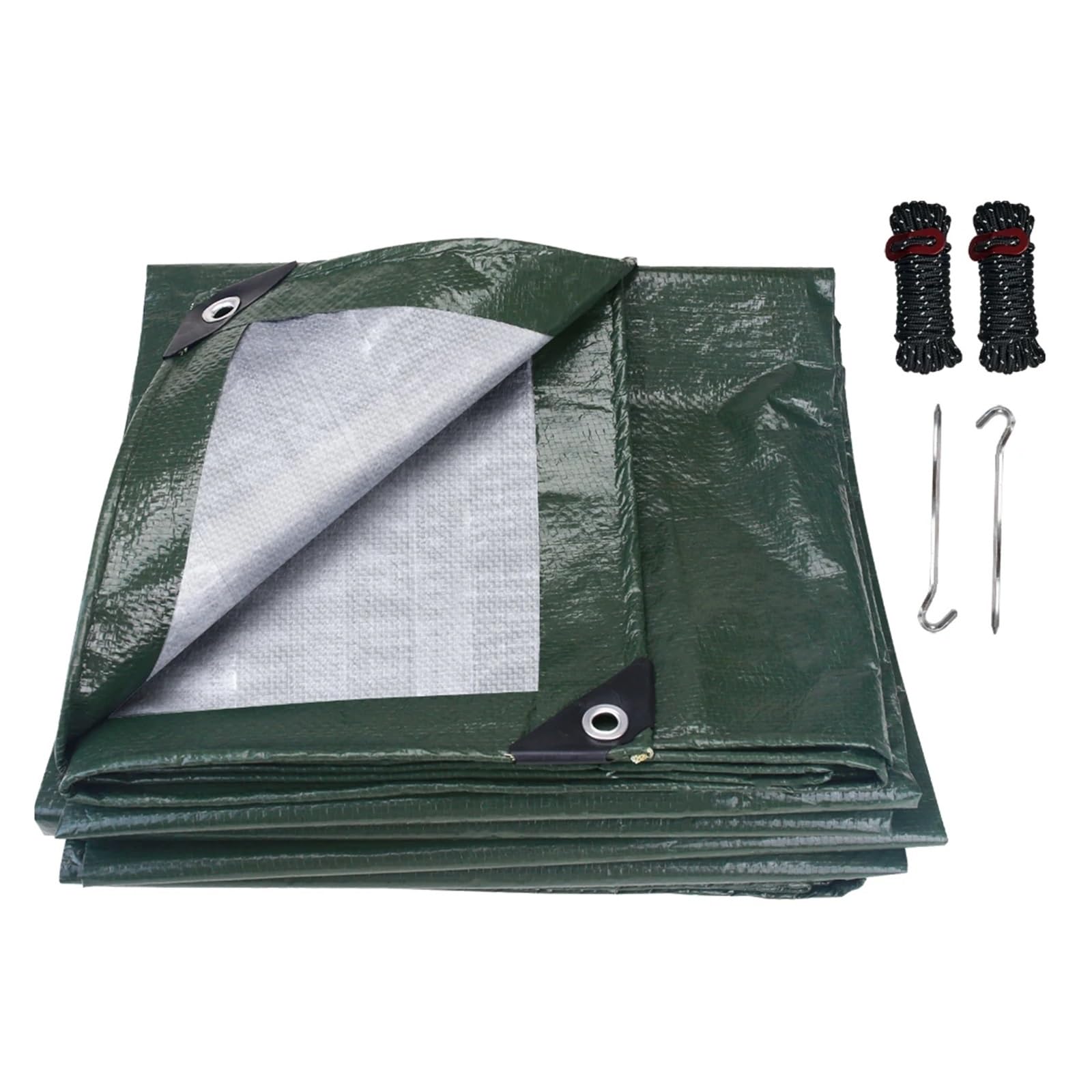 Large PE Tarpaulin Waterproof Tarp Sheet Cover with Reinforced Grommets Rainproof Tarps for Pool Caravan Garden Furniture Covers(Green Kits,2x3M)