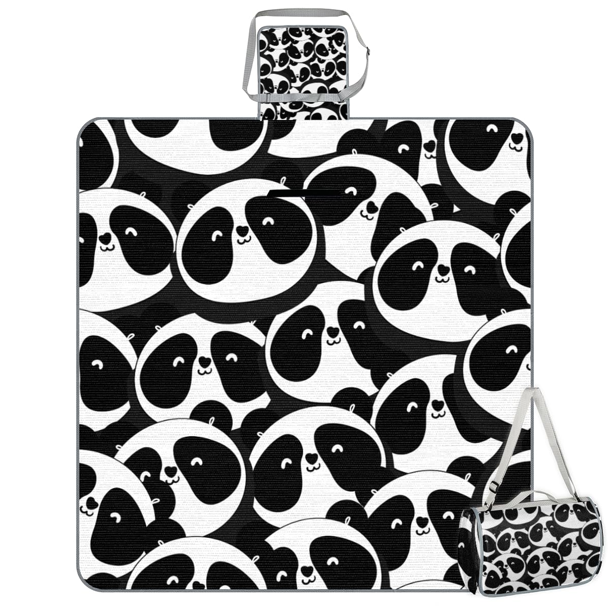 Shimoshe Picnic Blankets 57”x 59”, Panda Head Print Waterproof Sandproof Picnic Mat Lightweight Foldable Beach Blanket for Camping Park Grass Beach Outdoor Blanket
