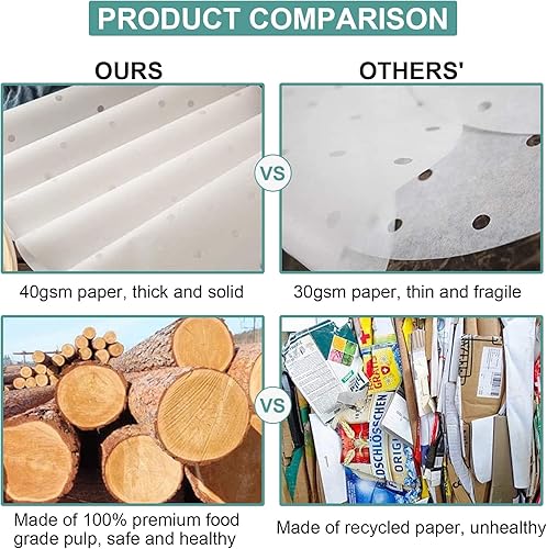 Miniatura 3 de Numola Forros de papel pergamino para freidora de aire, 100 piezas de papel desechables para hornear, papel de freidora de aire seguro de 8
