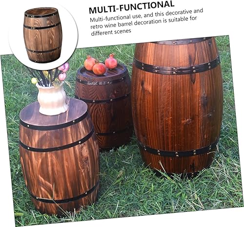 Miniatura 6 de FUNOMOCYA Accesorios de decoración de barril de roble, decoración de barril de whisky, maceta de madera, decoración antigua, barril, barril,