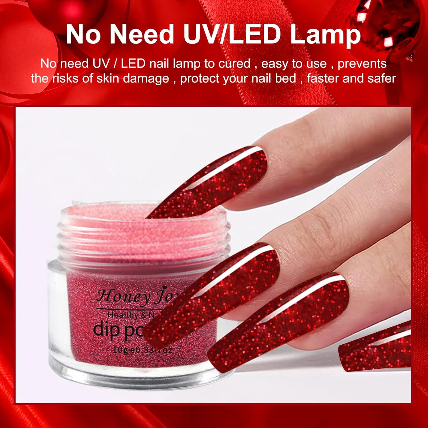 6 BOX Christmas Dip Powder Set, Glitter Red Green Blue Golden Nude Fine Dip for Nails Powder Dipping Powder Colors No Need Lamp Cure,Like Gel Polish Effect,Even & Smooth Finishing (DP-G-6pcs-10g/box)
