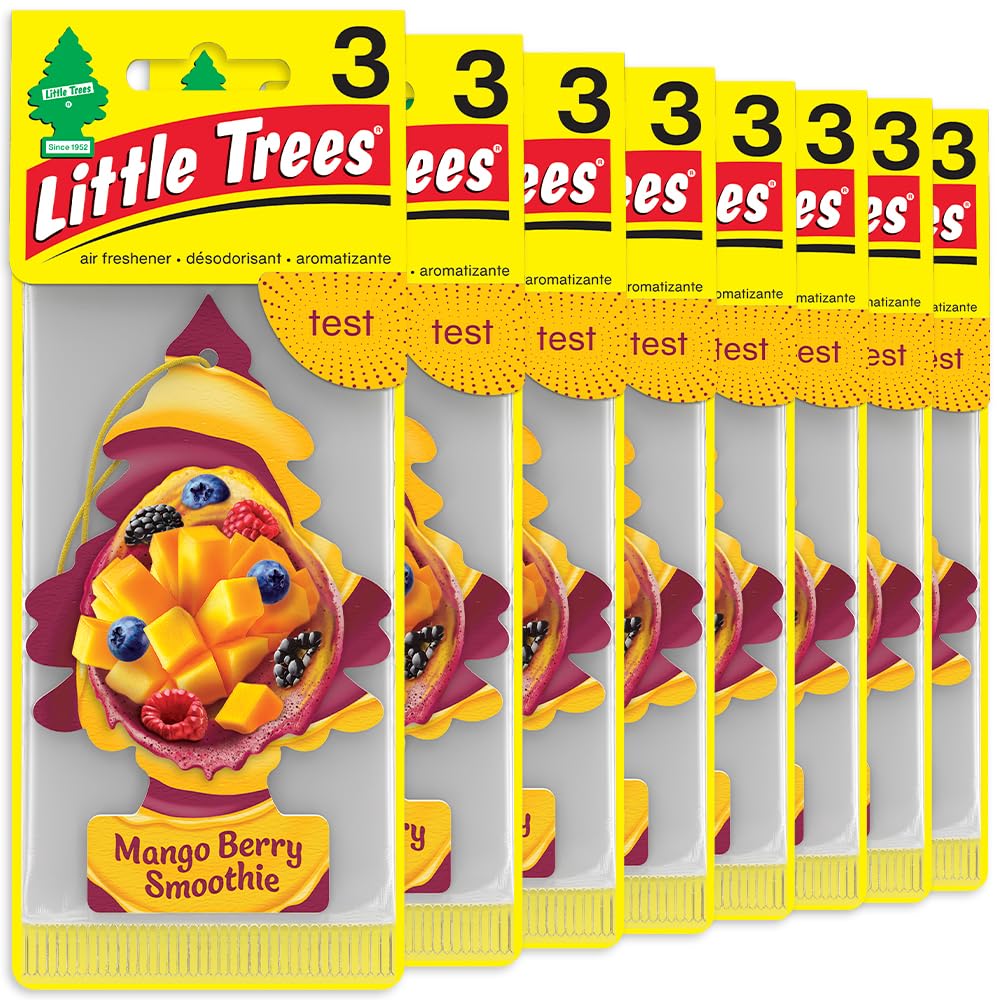 LITTLE TREES Car Air Freshener, 8 Count (Pack of 3), Mango Berry Smoothie