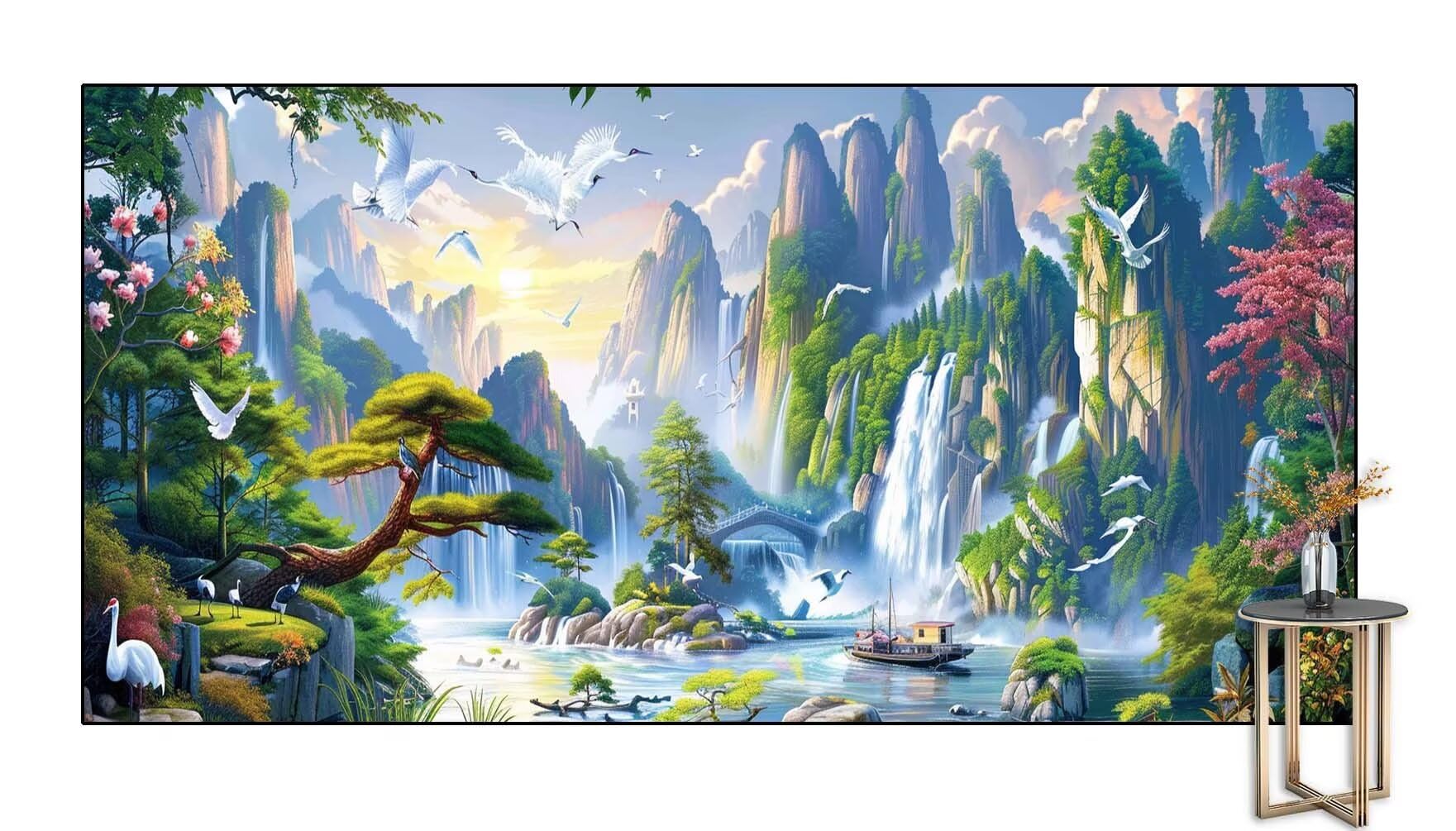 Diamond Painting Groß xxl 150 x 60 cm Fallen Diamant Painting Bilder Erwachsene Malen nach Zahlen Landschaft DIY Voll Square diamond painting zubehör Set für Wohnzimmer und Schlafzimmer Wanddeko D45