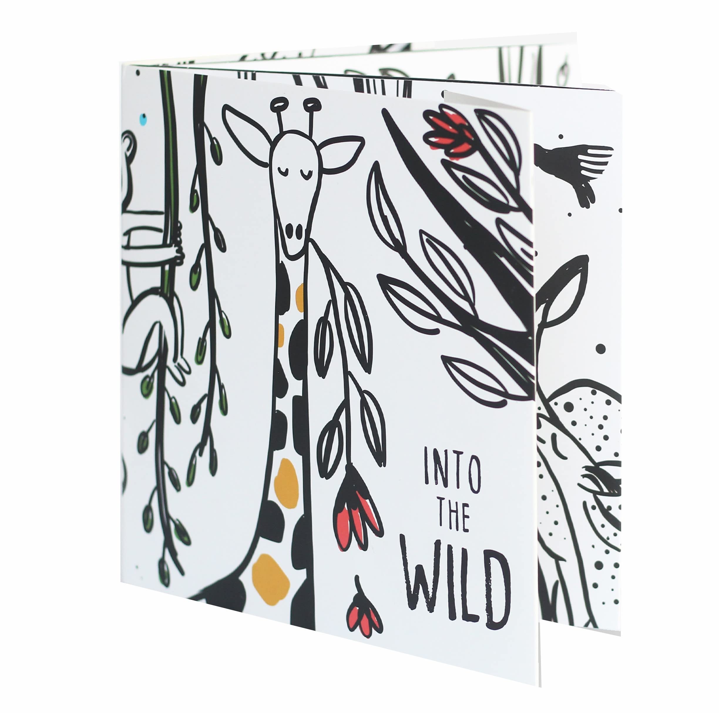 Wildpaper | Into the Wild Foldout Book | 0-3 Years| | Early Stage Learning and Development| Visual Stimulation| Black & White| 300 GSM | Illustrated| 8 X 48 Inches| Board book – 1 January 2021