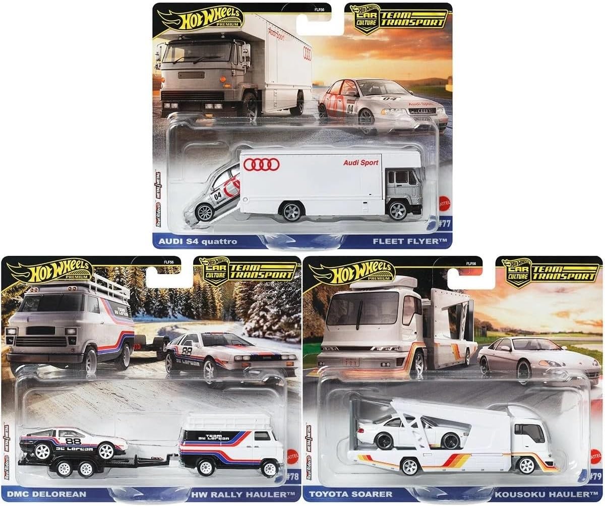 Diecast Collectibles Model Car Compatible with Hot Wheels 1:64 Team Transport 2025 F Case, Set of 3 Cars, FLF56-957F
