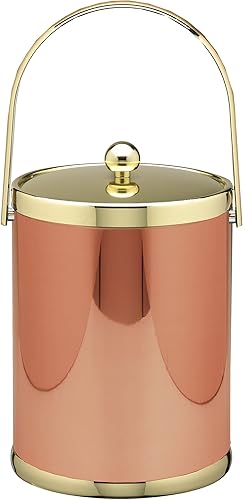 Kraftware Mylar Ii Collection - Cubierta de metal para cubeta de hielo, 5 cuartos de galón, cobrelatón