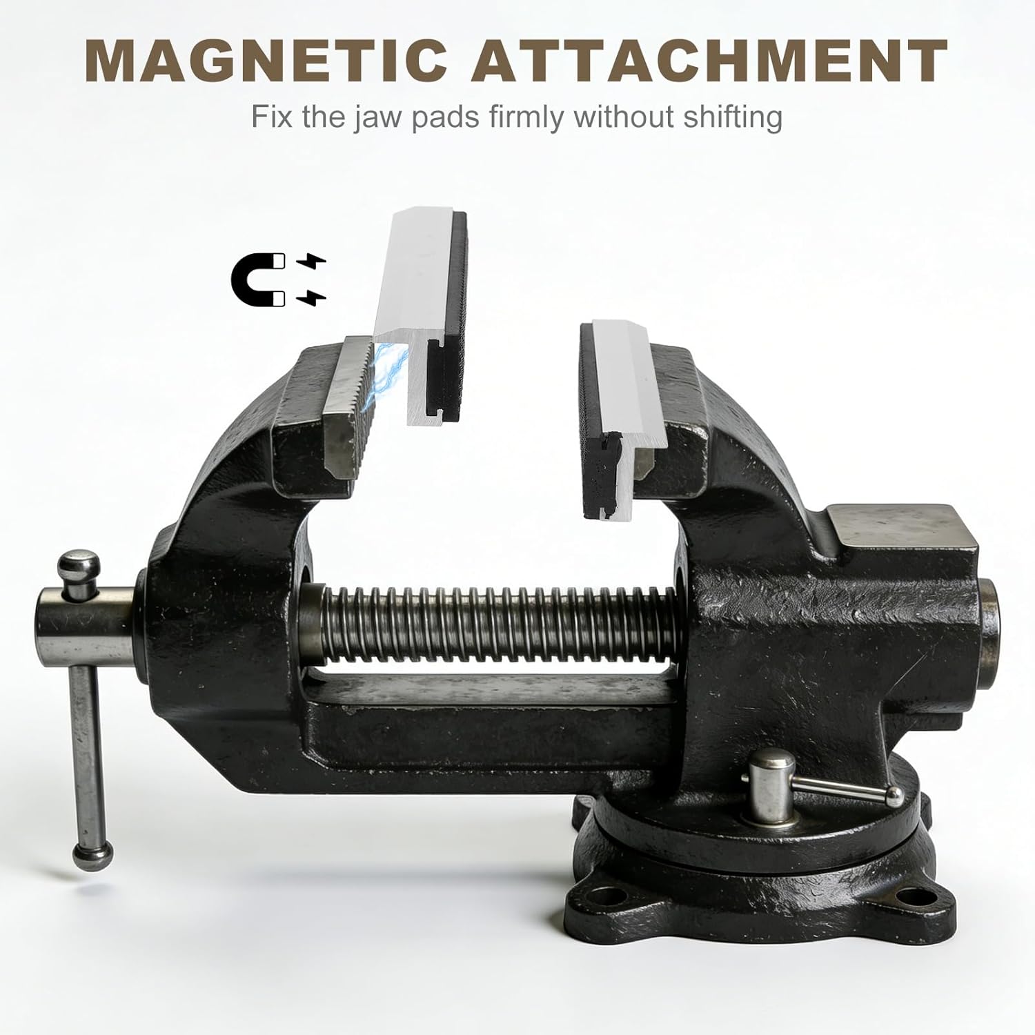 HARFINGTON 2 Set Vise Jaw Pads 8" Aluminum Magnetic Vise Soft Jaws Standard Anti-Scratches Vice Covers Tools for DIY Making Woodworking Clamping Plumbing, Silver/Black