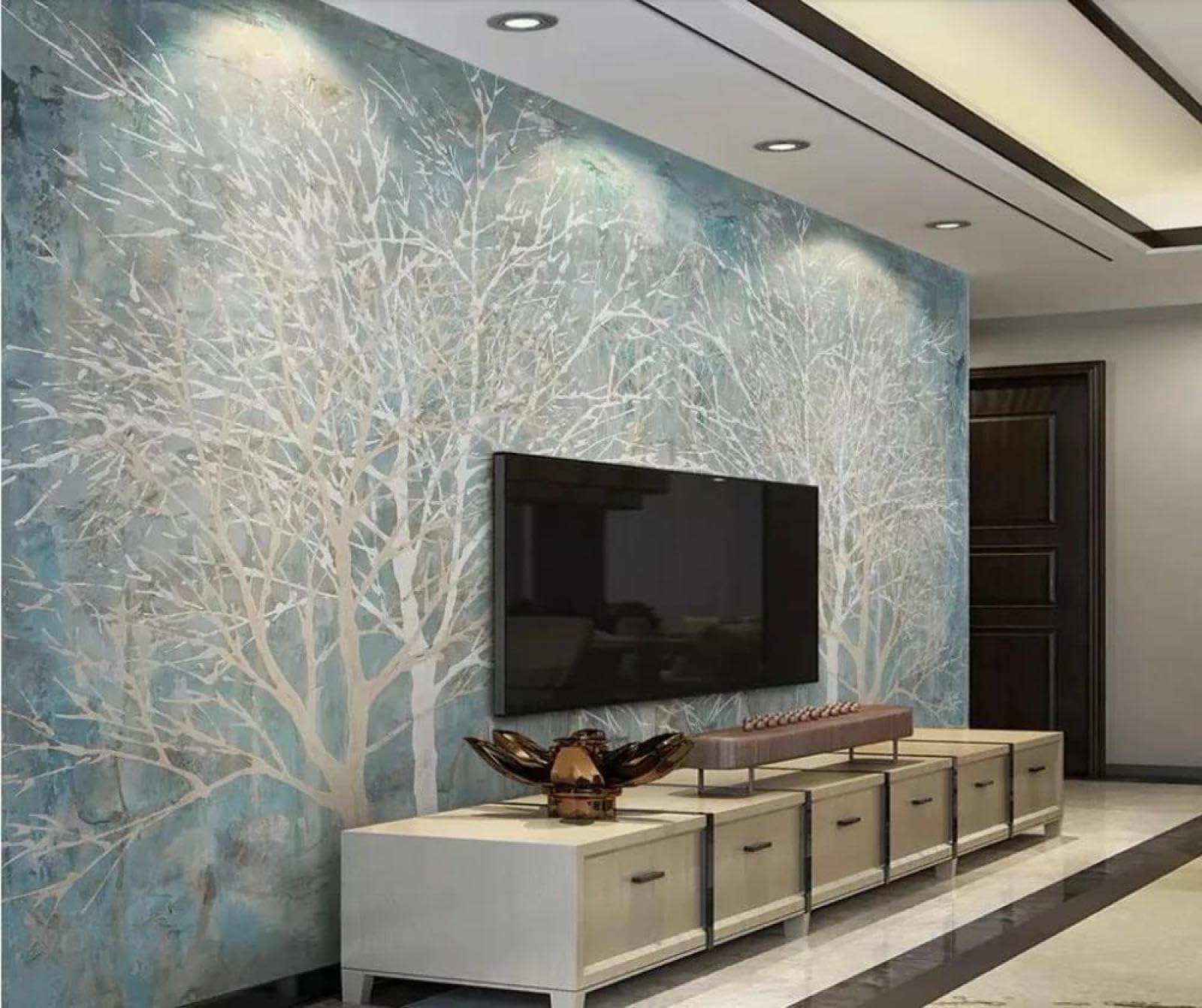 Papier peint mural 3d branchages en tissu intissé haut de gamme pour salon élégant