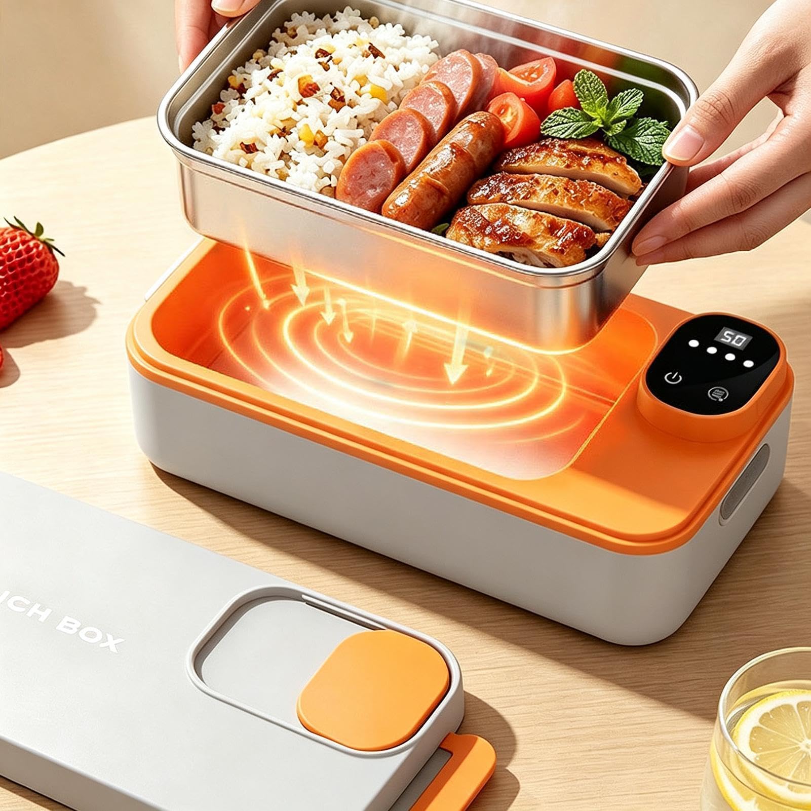 Lonchera eléctrica, contenedor de alimentos USB con 4 ajustes de