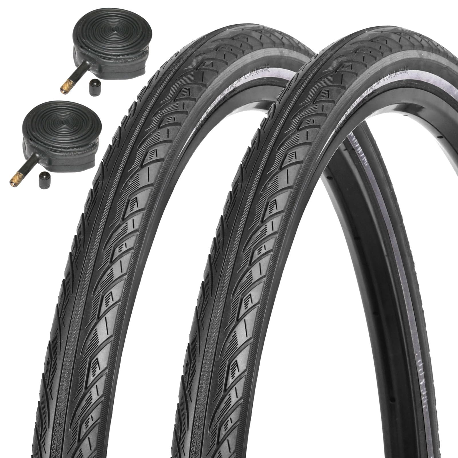 Zilent Plus 27.5" x 1.75 Urban Reflective Bike Tyres with Schrader Inner Tubes (Pair)