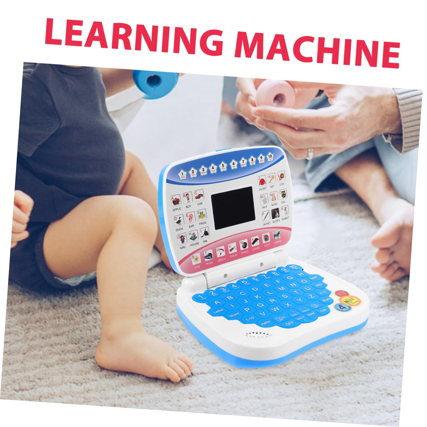 Computer Didattico per Bambini Schermo Led, Laptop Blu | Festa Scuola Decor, Musica Integrata, 3 X Aa Non Incluse, Ps e Componenti Elettronici