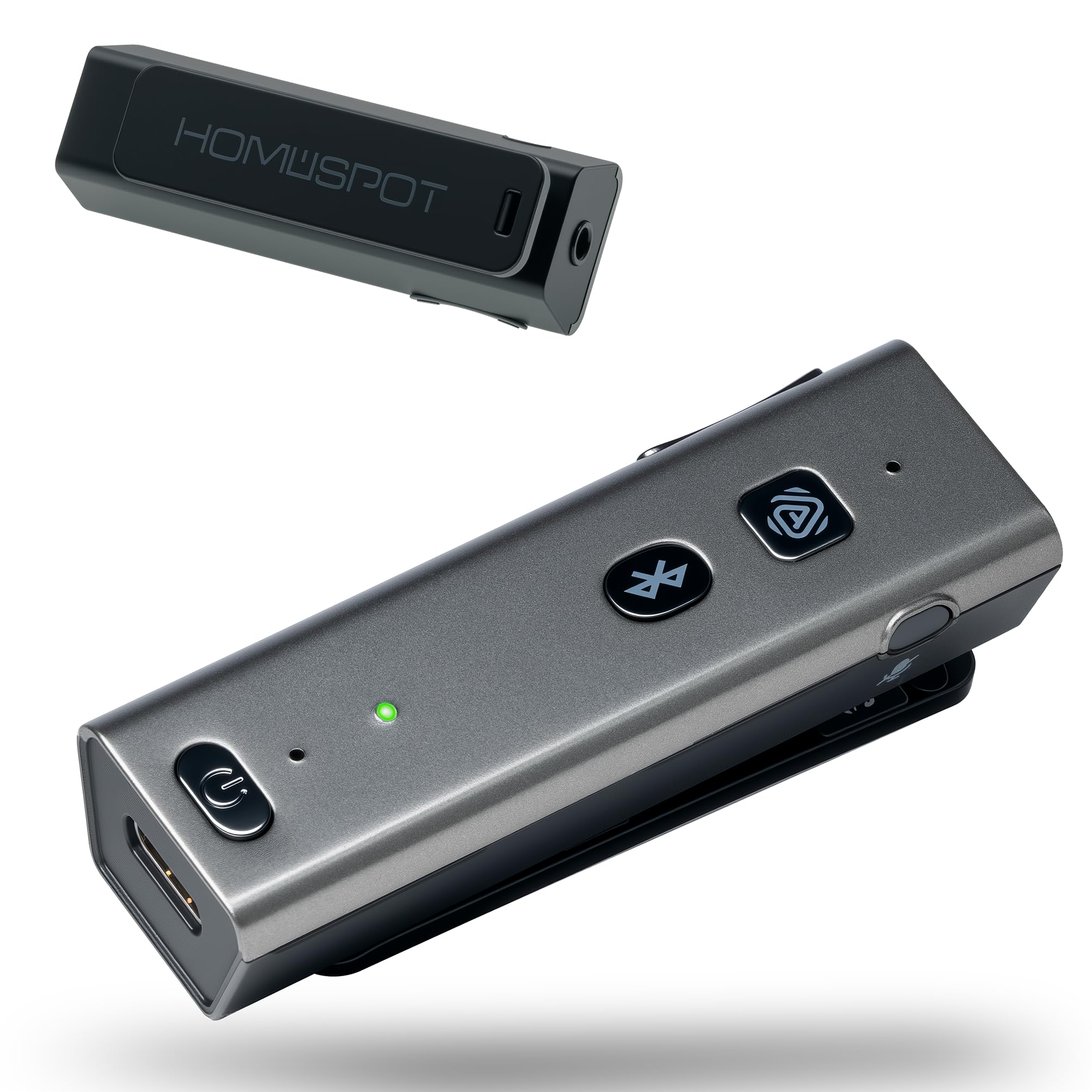 BA358 Wireless Bluetooth 5.3 Receiver with Auracast, 3.5mm Jack, aptX Adaptive &amp; HD, 25+ Hour Battery, CVC Mic, Clip-On Design