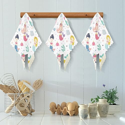 Miniatura 5 de Cute Kawaii Mermaids Soft Print Microfiber Towels for Kitchen Quick Dry Set of 6 Flour Sack Kitchen Towels for Countertop Coffee