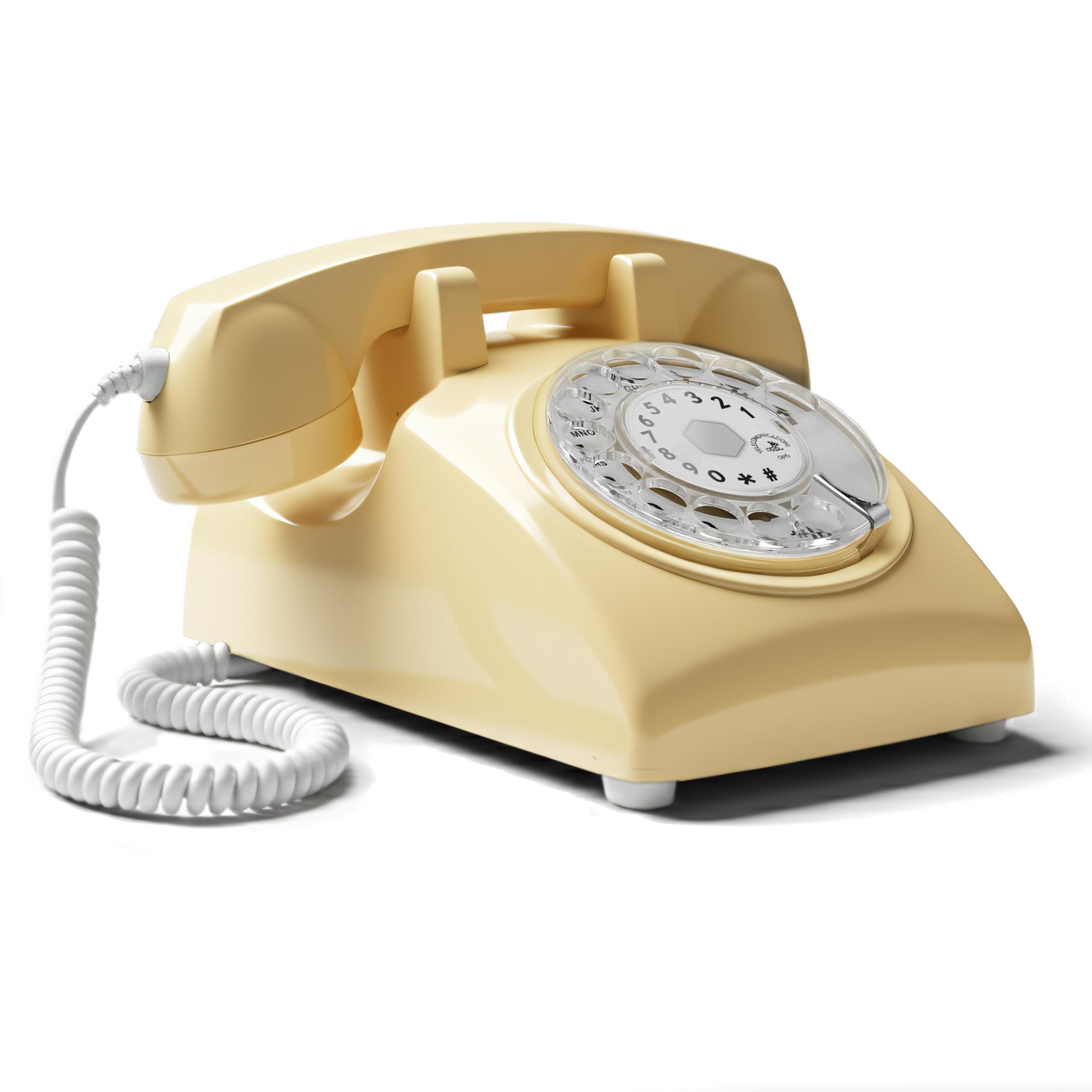 Opis Technology 60s Cable Telefono Vintage Fisso a Disco – Telefono Fisso Casa Retrò Anni 60 con Vera Suoneria Metallica e Disco Combinatore Meccanico – Beige