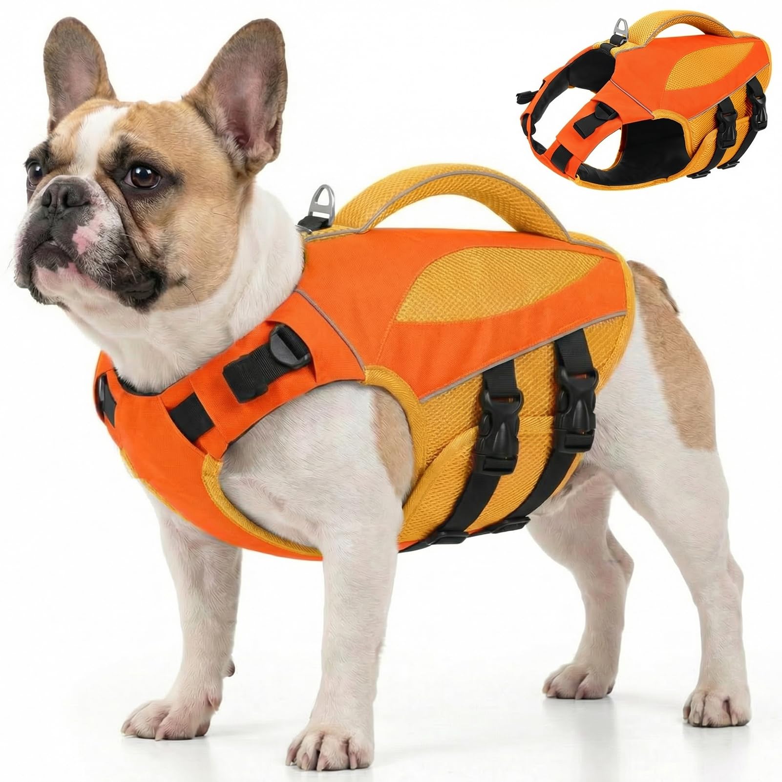 AOFITEE Hundeschwimmweste Hunde, Hoher Auftrieb Schwimmweste Hund mit Rettungsgrif, Leicht Sicher Dog Life Jacket Hund Rettungsweste Reflektierend Hundeweste Schwimmen für Wassersport