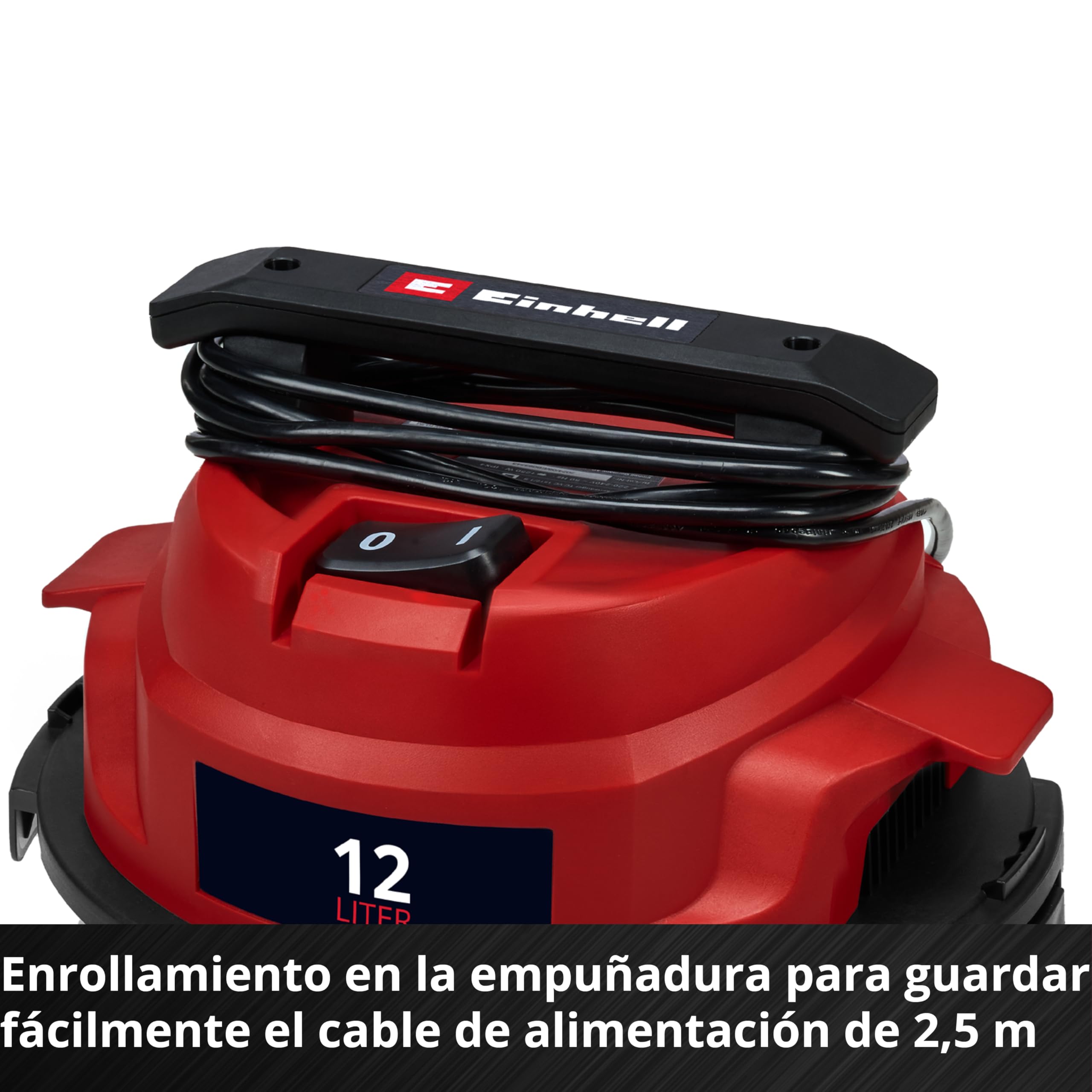 Einhell Aspirador en seco y húmedo TC-VC 1240 S | 950 W | 180 mbar | 4 ruedas giratorias | depósito 12 l | Incl. boquilla para juntas y boquilla combinada | Filtro de espuma