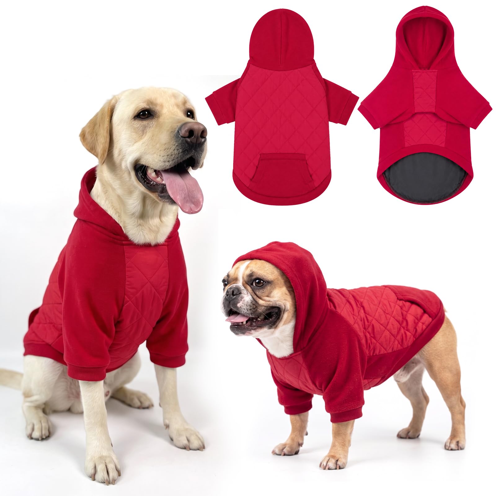 Easy On-Off Winter Dog Coat Windproof with Leash Hole