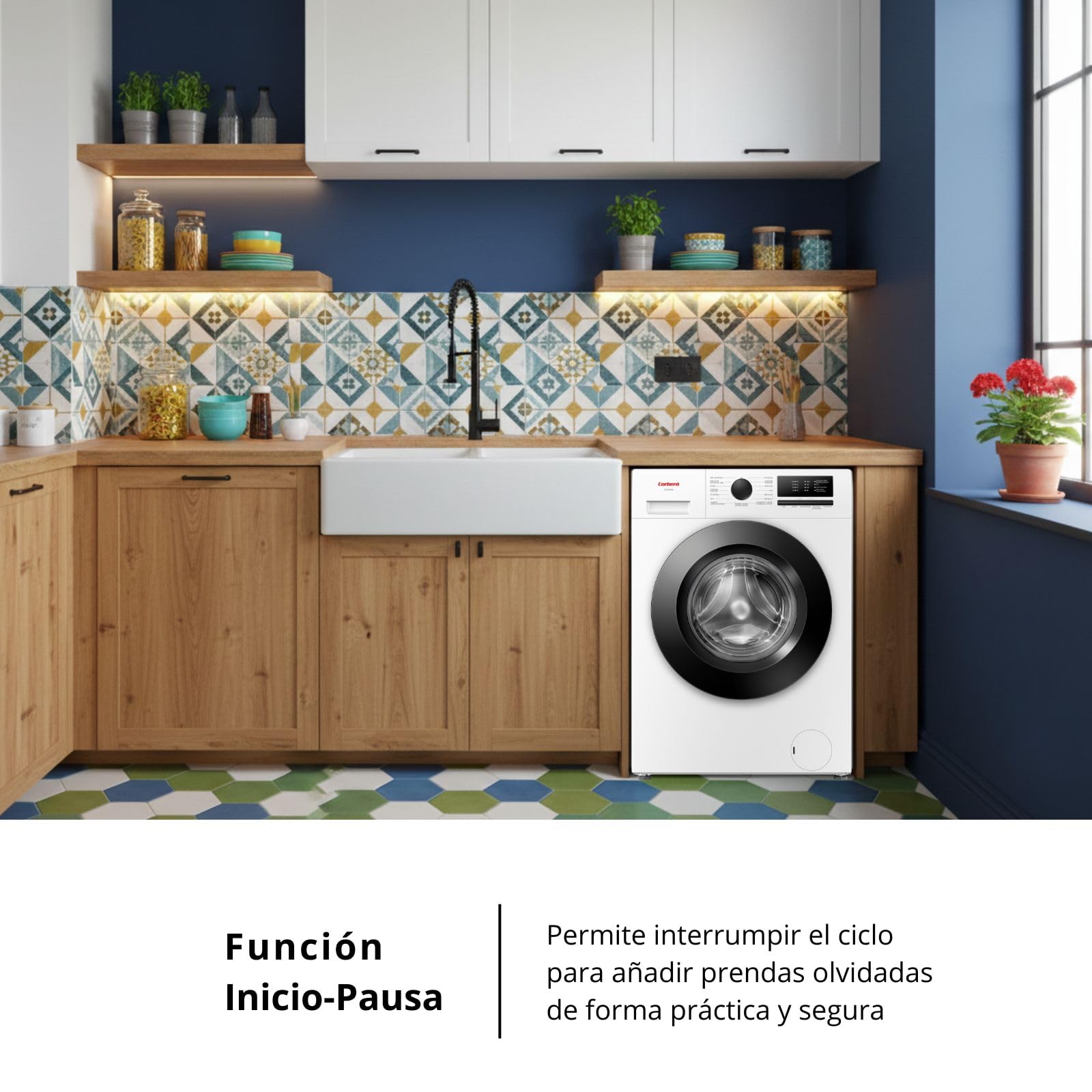 Corberó – Lavadora Carga Frontal Plus 6kg | CLH6105MN | 1000 RPM | Motor Inverter | 15 Programas | Lavado Rápido 15 Min | Inicio Diferido | Función Antialérgica | Color Blanco — view 9