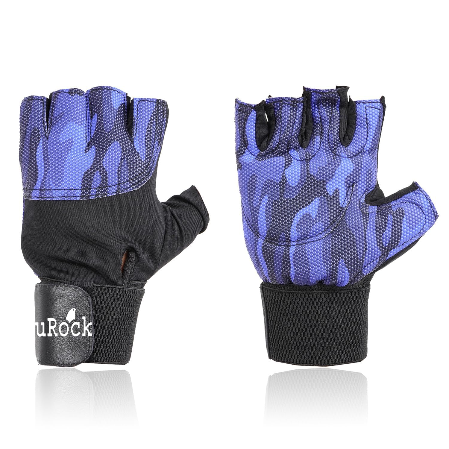 UROCK Fitness Exercise Workout Cycling Riding Weightlifting Gloves for Men & Women with Wrist Support Leather Padded Palm Support (Universal Size) (Blue)-image-21
