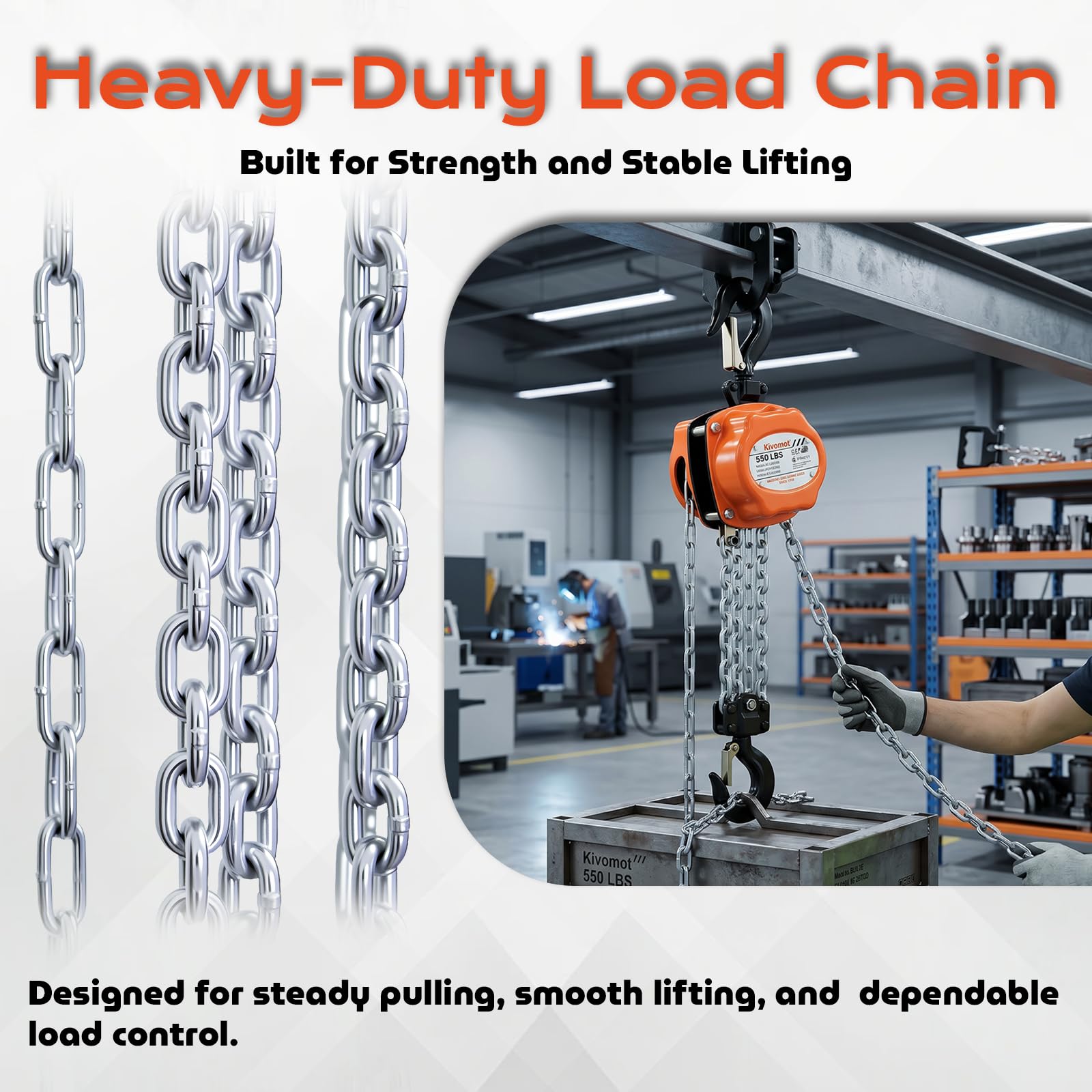 Manual Chain Hoist - 550 lb / 1,100 lb Capacity -4 Manual Chain Hoist - 550 lb / 1,100 lb Capacity -4