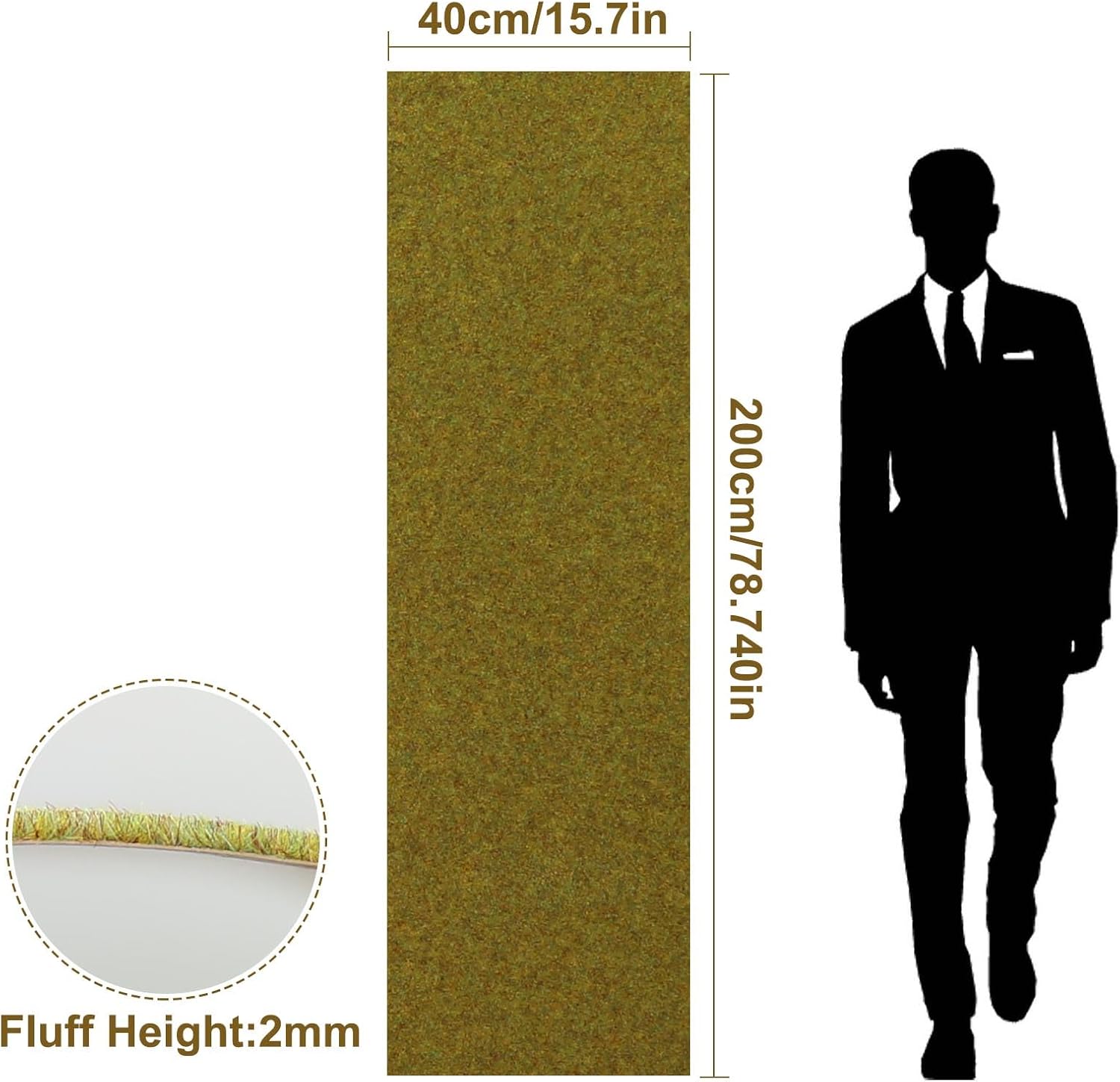 Artificial Model Grass Mat Trains Autumn Green 40x200cm or 15.7‘’ x 78'' for Decoration Craft Scenery Model DIY CP2135 (Yellow Green)