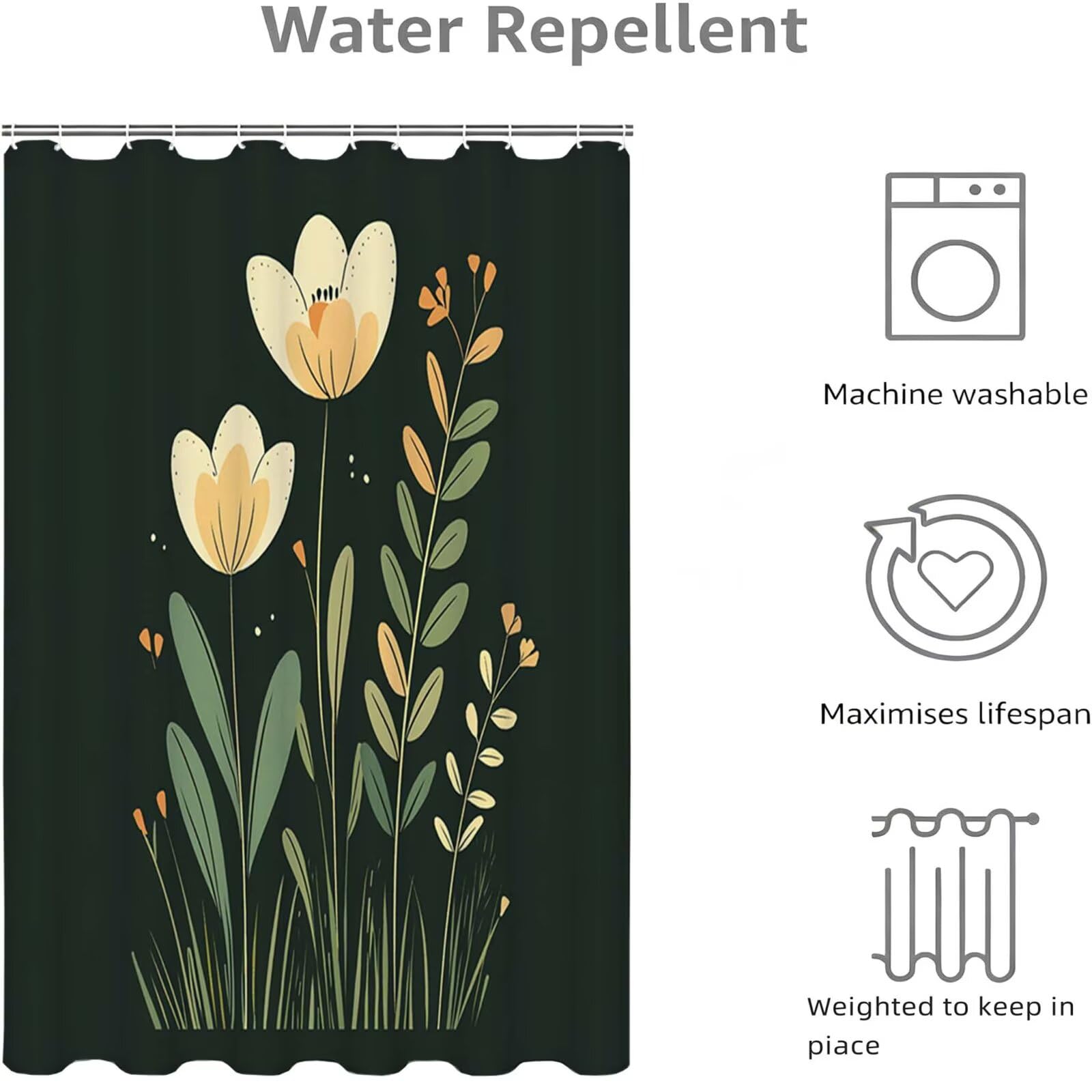 Grün Duschvorhang, 180x180cm Duschvorhang Badewanne L-128