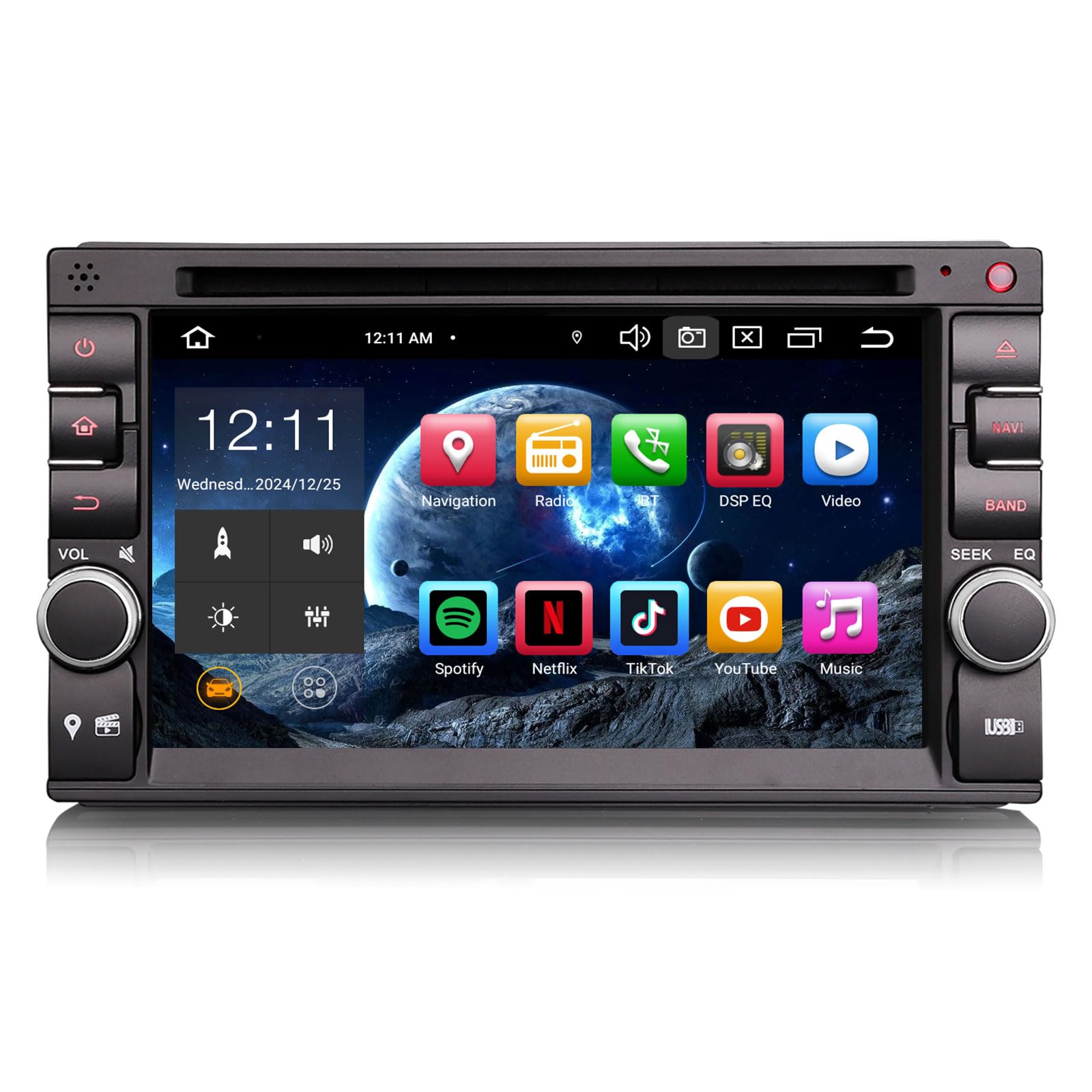 8-Kern 4GB RAM 64GB ROM Android 14 Autoradio Bluetooth GPS Navigation Unterstützt CD Player Kabelloses CarPlay Android Auto WiFi 4G DAB+ DSP USB RDS OBD2 DVD Touchscreen Autoradio 2 Din