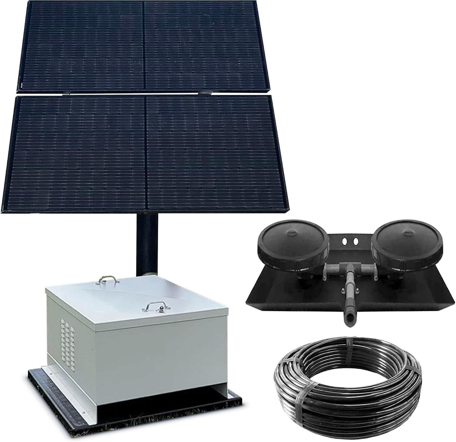 Outdoor Water Solutions NightAir Solar Aerator with Battery Back Up (NightAir I) | High CFM Subsurface Aeration Up to 2.5 Acres | Operates 20 Hrs/Day | Improves Pond & Lake Water Quality