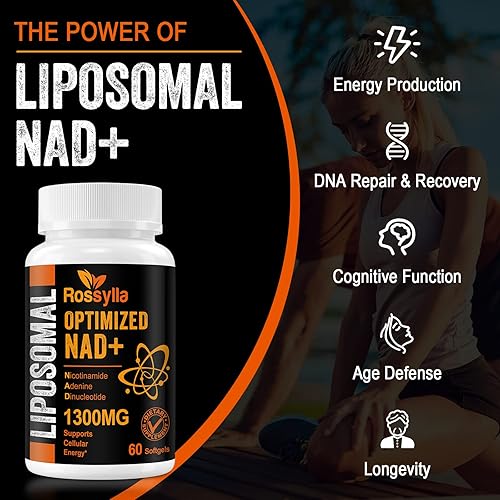 Miniatura 4 de Rossylla Suplemento liposomal de NAD+ de 1300 mg  La más alta absorción  El suplemento de NAD más puro para aumentar NAD+ de manera eficaz