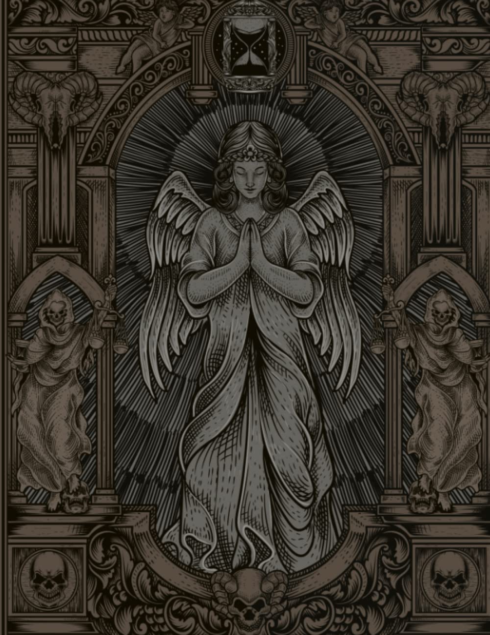 Angel of Death Sketchbook, Sketchbook for Gothic Art, Skull Notebook 8.5 x 11 inches 120 pages, drawing book for goth artists