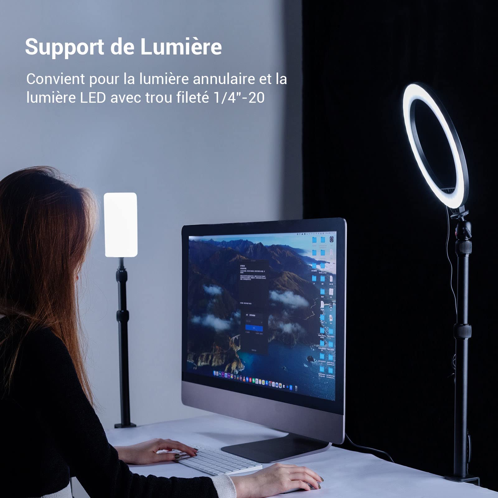 SMALLRIG Support de Table pour Appareil Photo Montage sur Bureau avec Rotule 1/4", Support d'Éclairage Réglable de 13'' à 35,4''(33cm-90cm), Pince de Table en C - 3488