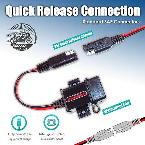 Miniatura 5 de MOTOPOWER MP0609A - Kit de puerto USB para motocicleta de 31 amperios SAE a USB adaptador en motocicleta