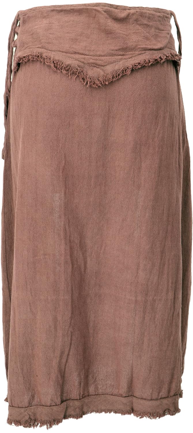 GURU SHOP Falda de panel largo, falda abierta de verano, falda étnica, para mujer, marrón, algodón, talla: 38