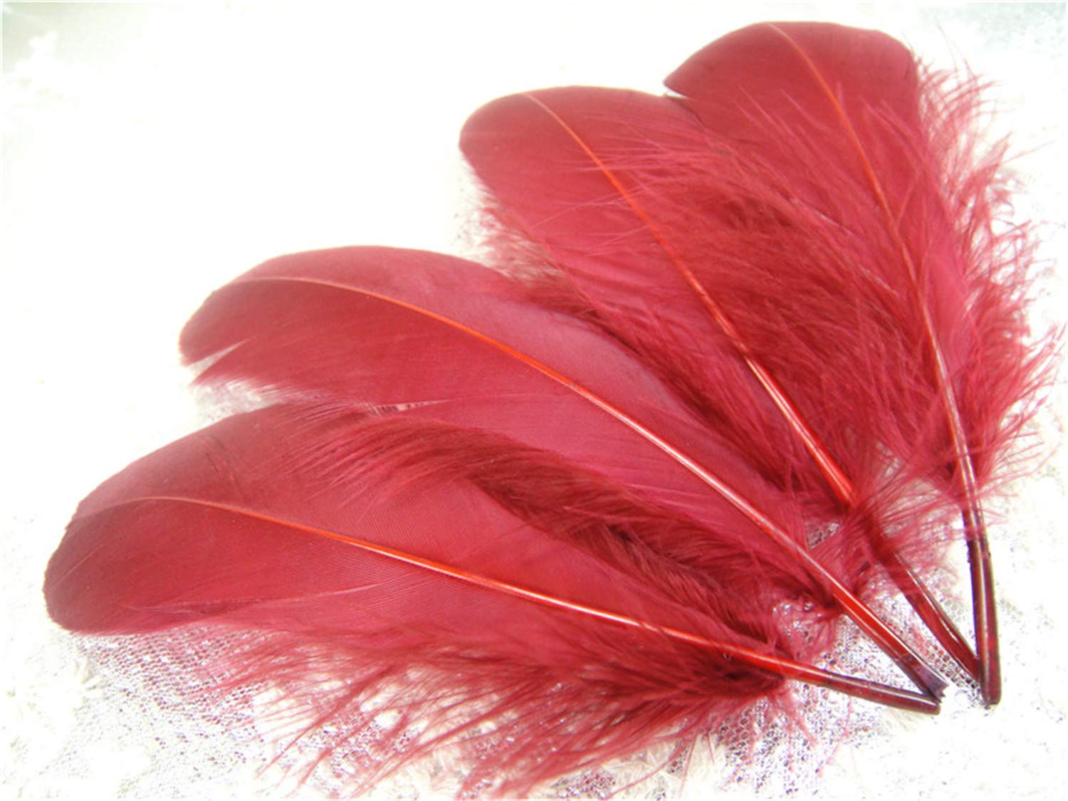70 Colours Loose Goose Feathers for Millinery Hat Trimming Fascinators Craft Decorating Lamp Shades Costume Trim (Cranberry #23, 25 Pieces) โ image 1
