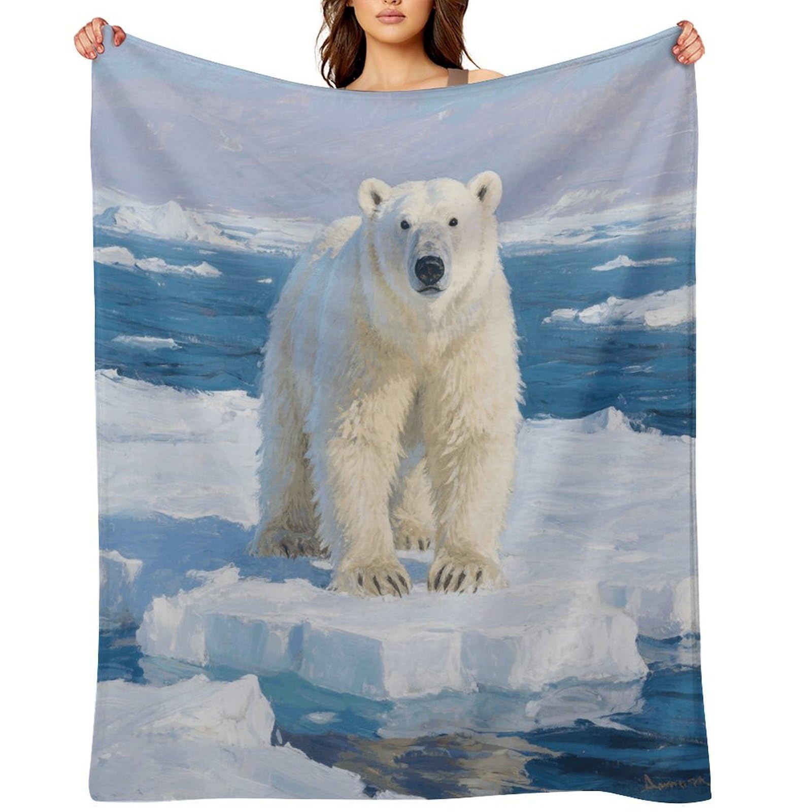 Arctic Polar Bear Throw Blanket for Couch and Bed Super Soft Warm Lightweight Throw Blankets Cozy Fuzzy Flannel Blanket Personalized Decorative Blankets for Sofa Decor 30"x40"
