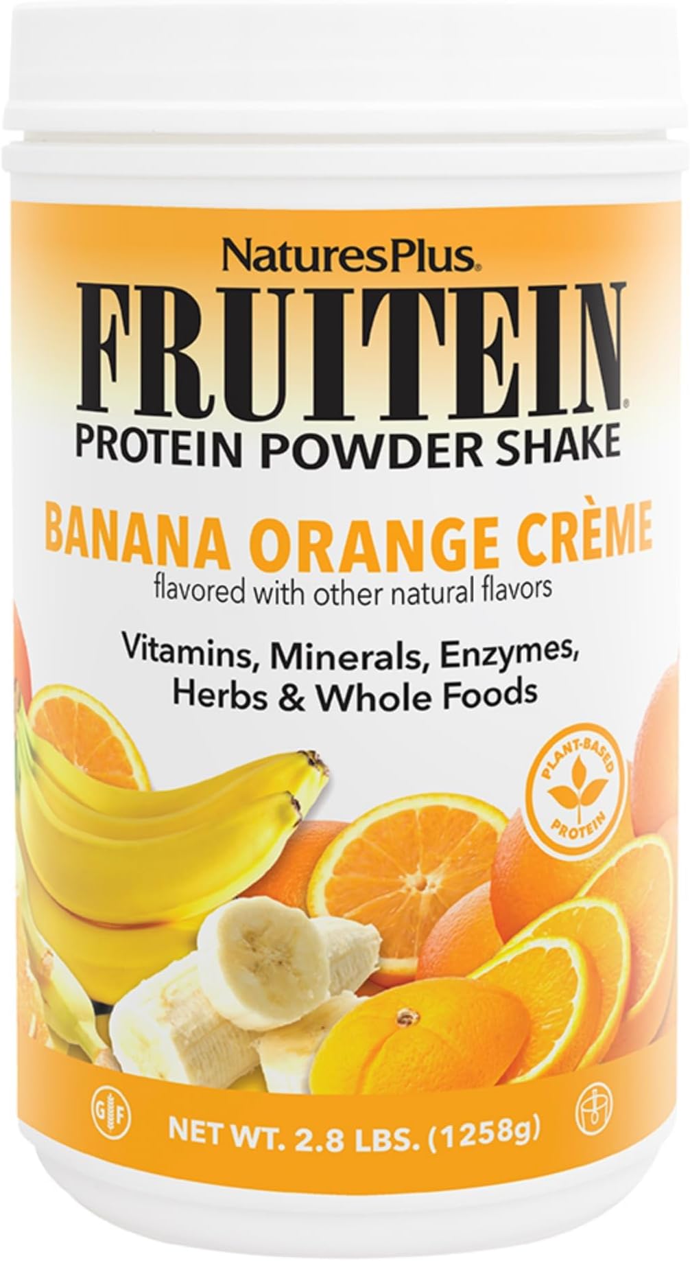 NaturesPlus FRUITEIN Banana Orange Creme Shake - 2.8 lbs - 10 Grams of Plant-Based Protein Per Serving - Supports Energy & Immune System - Vegetarian, Gluten Free & Non-GMO - 37 Servings