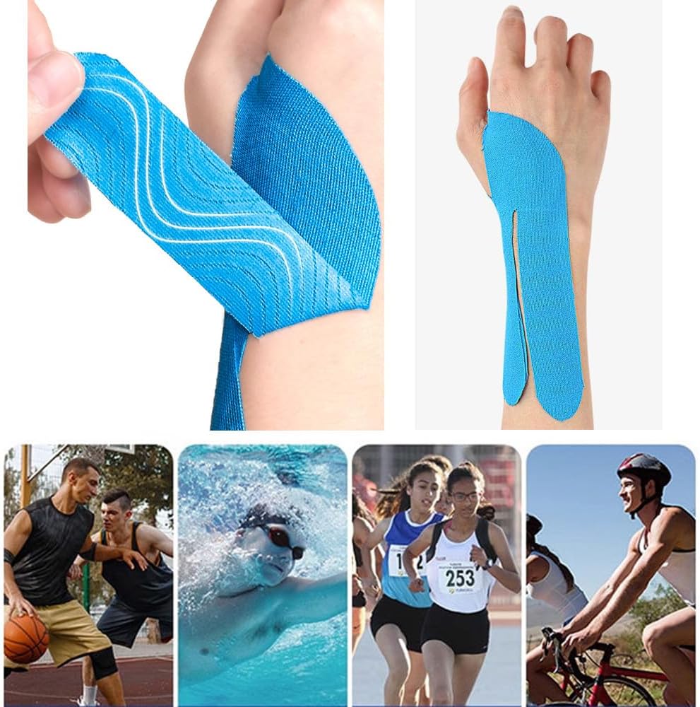 4 Pack Kinesiology Tape 4 Colors Wrist Support Tape Breathable Elastic Pre-Cut Bowling Thumb Tapes for Thumb Joint Pain Relief Arthritis Pain Baseball Soccer Sports Muscle Pains