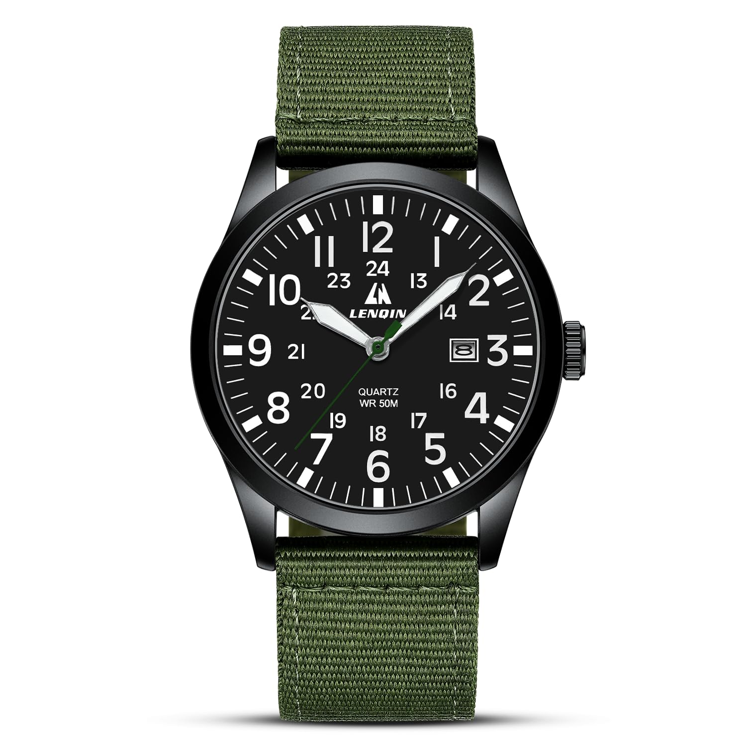 LN LENQIN Mens Watches Unisex Military Sport Nylon Strap Stylish Luminous Fashion Analog Quartz Watch for Men Waterproof Army Tactical Casual Wristwatch