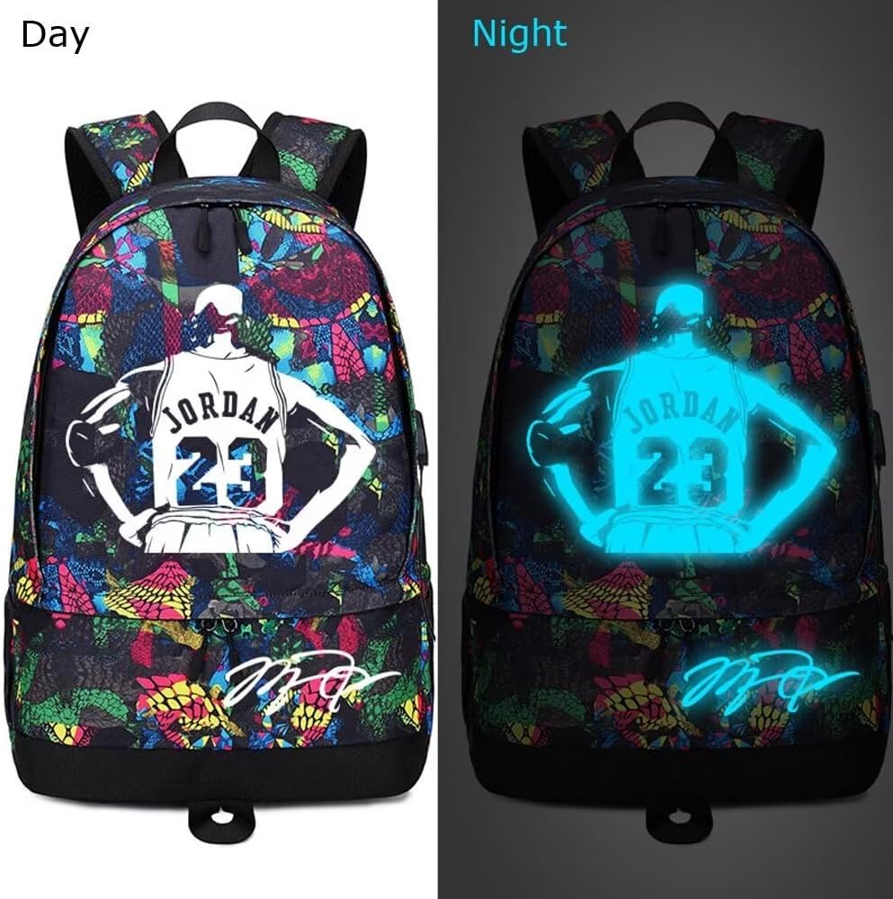 Basketball MJ23 Luminous Ball Storage Backpack Sports Equipment Depositary Multifunctional Bag For Men Women (Style 2)