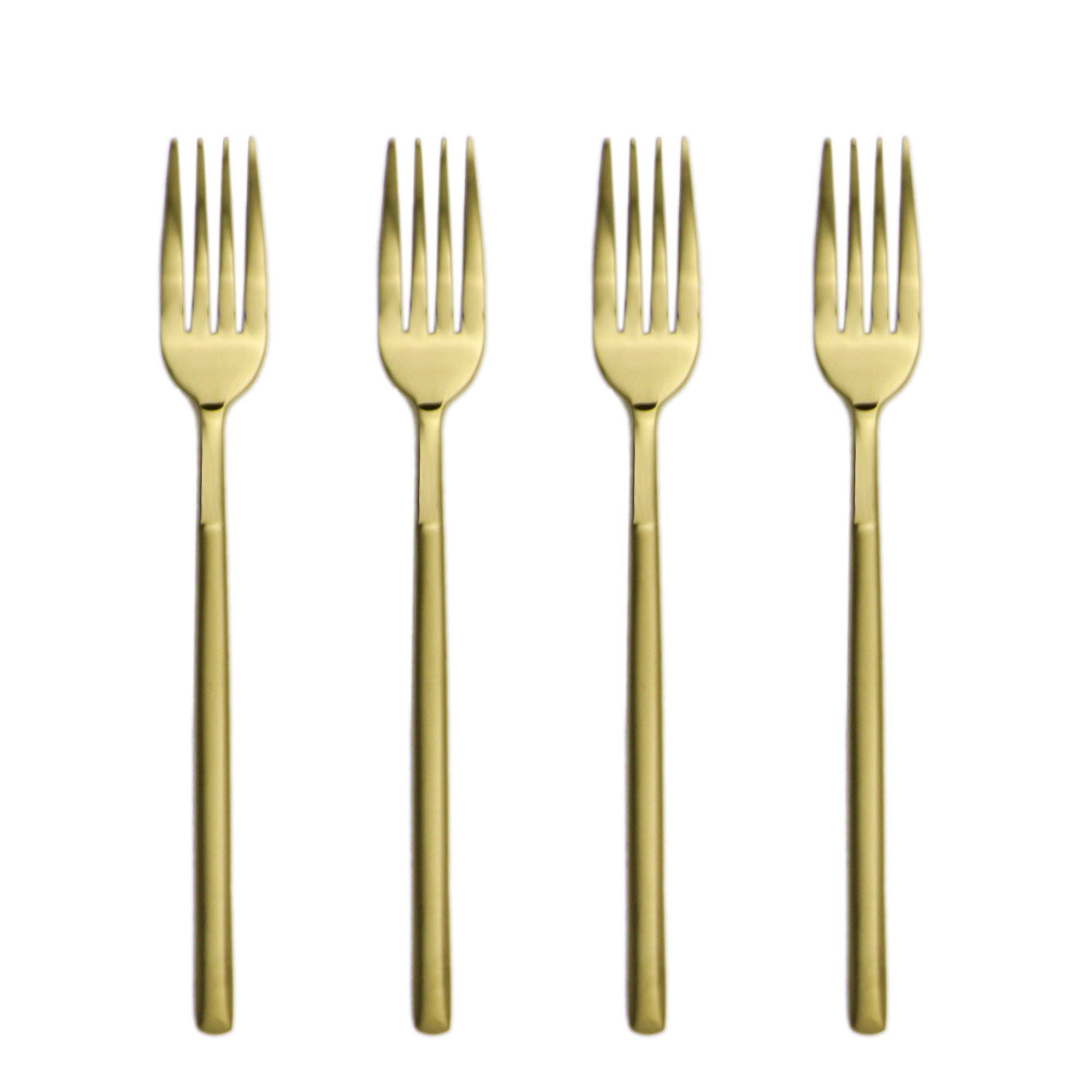 4 Piece 18/10 Heavy Duty Stainless Steel Dinner Fork, Matte Gold