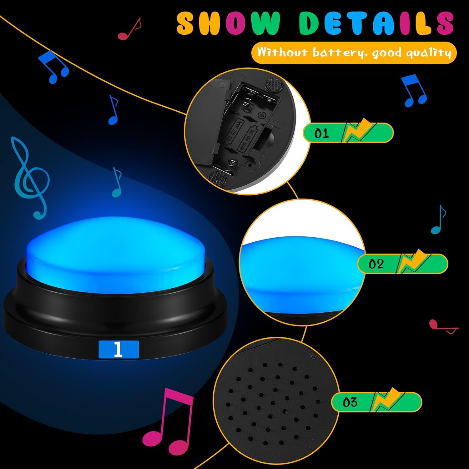 Xuhal 8 Pcs Recording Button Buzzers for Trivia Games with Number Recordable Answer Buzzers for Communication Pet Training Gift for Back to School Team Family Game and Trivia Nights, 8 Colors